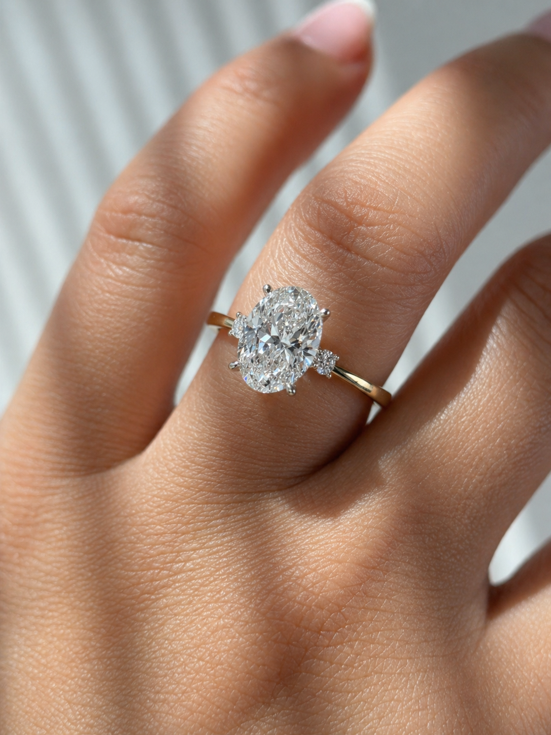 2.10 Carat Oval Cut Three Stone Solitaire Engagement Ring